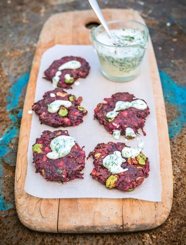 Beetroot and Cumin Fritters from Peace and Parsnips